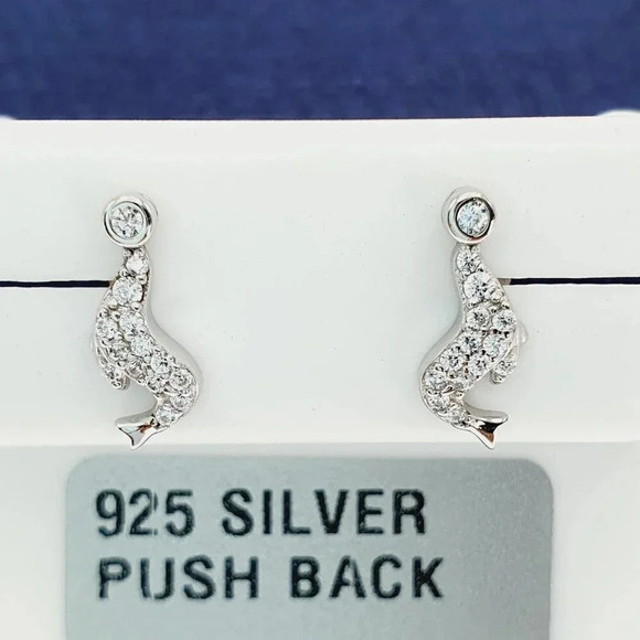 "925 Sterling Silver CZ Stud Earrings for Women/Girl, US925P1242 - Picture 2 of 8